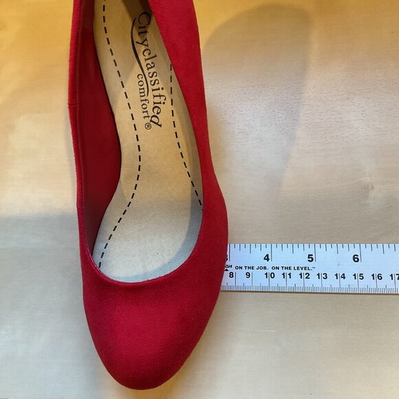 City Classified Comfort Red Suede Platform Heels Size 5 - Picture 9 of 13
